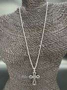 Elongated Heart Ornate Filigree Swirl Cross Pendant .925 Sterling Silver Charm