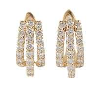 New 1.53ctw Diamond Triple Row Hoop Earrings in 14K