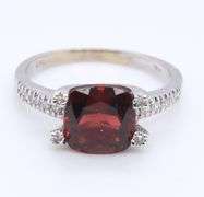 14kt White Gold Garnet and Diamond Ring