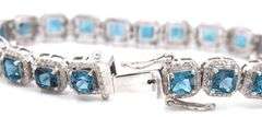 Ravishing Brand New European 14.55CTW Princess-Cut Very Rare London Blue Topaz & Diamond Bracelet In