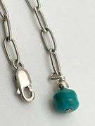 925 Sterling Silver Southwestern Style Turquoise Bead And Silver Brads Necklace