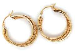 14kt Yellow gold multi row hoop earrings