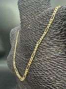 10k Yellow Gold-Hollow Pave Figaro Link Chain 6.4mm Necklace 22"