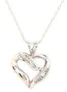 10kt White gold diamond heart shaped pendant on chain