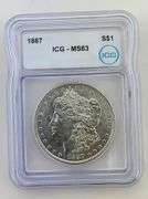 1887 Morgan Silver Dollar, ICG MS63