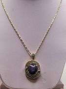Extremely fine quality one Cabochon Ruby and Sapphire pendent in silver, GGA certfied