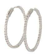 New 2.87ctw Round Diamond Inside Out Hoop Earrings in 14K