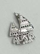 14KT White Gold Saliboat Aloha Brooch