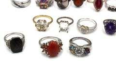 Group lot of 15 vintage 925 sterling silver gemstone rings