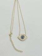 925 Sterling Silver Gold Tone Eye Shaped Evil Eye Necklace
