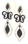 14kt White gold 2ctw black and white diamond dangle earrings