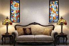 Set of 2 Stained Glass Table Lamps