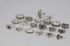 Sterling Silver .925 Curated Ring Assortment Various Sizes & Styles (20 Ring Lot)