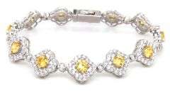 925 Sterling silver flower link cubic zirconia bracelet