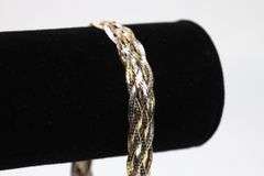 Sterling Silver Tri Colored Braided Herringbone Bracelet 10mm 925 Italy Chain 7"
