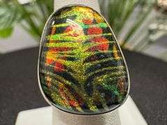 Sterling Silver 925 One of a Kind Dichroic Glass Ring Size 6