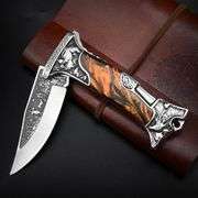 Folding Pocket Knife with Engraved Handle and Lock