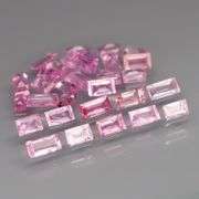 Baguette cut! 3.60ct set of Sapphires with candy pink hues!