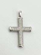 14KT White Gold Large Full Pave Natural Diamond Cross