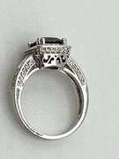 925 Sterling Silver Two Carat Blue Sapphire With CZ Halo ring