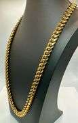 Huge 221.9 Gram Yellow 14 Kt Gold Plate Cuban Curb Link Necklace