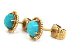 14kt Yellow gold Turquoise stud earrings