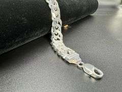 Sterling Silver 16mm Pave Double Curb Chain Cuban Link 925 Italy Bracelet 9"