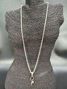 Sterling Silver Garnet Gemstone Pendant w/ 30" Sterling Silver Rolo Chain