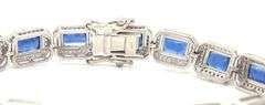 Stunning 18.97CTW Emerald Cut Kyanite & Diamond Bracelet in 14K White Gold Over Sterling Silver
