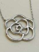 925 Sterling Silver Crystal Pave Camelia Flower Pendant