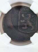 1735 VOC N.E. Indies Duit Holland, NGC VF30BN MINT ERROR 30% Off Center