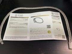 CERTIFIED 14 K WHITE GOLD DIAMOND CUBAN LINK CHAIN 168.8 GRAMS