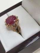 Very fine one Ruby 4.48 CW ring in silver 14k gold plated