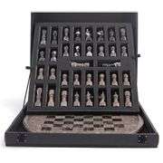 Marble Chess Set with Round Board and Storage Box
