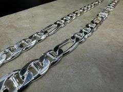 Sterling Silver 11.4mm Figaro Figarucci Chain Mariner Link 925 Italy Necklace 24"