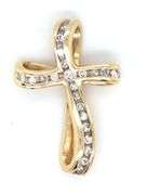 14kt Yellow gold diamond cross pendant