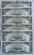 Six 1963 Circulated $5 Red Seal US Notes