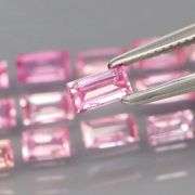 Baguette cut! 2.40ct set of Sapphires with candy pink hues!