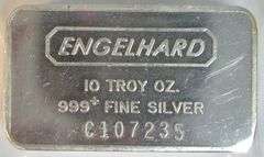 State-of-the Art Engelhard 10 Troy Oz pure .999+ Silver Bar. Unique Serial Number