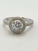 925 Sterling Silver TW One Carat Brilliant Cut Moissanite Halo Engagement Ring