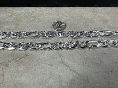 Sterling Silver 13.5mm Figaro Figarucci Chain Mariner Link 925 Italy Necklace 24"