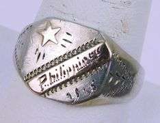 Sterling 1945 Philippines WW2 Ring, Size 10
