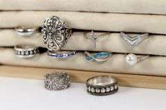 Sterling Silver .925 Curated Lot of 10 Rings Various Sizes & Styles