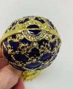 4.5” Purple Fabergé-Style Egg Replica Trinket Box with Nested Crown | Handmade Enamel & Crystal Coll