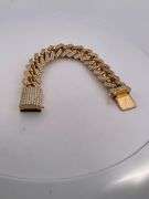 MEN'S 14K YELLOW GOLD AND DIAMOND CUBAN LINK BRACELET. CERTIFIED. OVER 135 GRAMS.