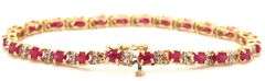 14kt Yellow gold ruby and diamond link bracelet