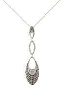 0.70ctw Pave Black and White Diamond Geometric Drop Pendant Necklace in 14K