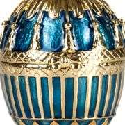 3.5" Crowned Fabergé Egg Replica Jewelry Box – Blue Enamel & Crystal