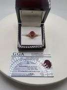 Very fine one Ruby 4.48 CW ring in silver 14k gold plated with diamond accent