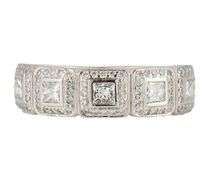 Ritani 1.00ctw Round and Princess Diamond Five Stone Frame Band Ring in 18K